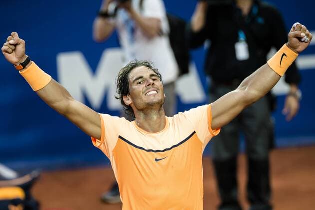 April 24, 2016 - Barcelona, Catalonia, Spain - RAFAEL NADAL of Spain reacts after winning the final of the Barcelona Open Banc Sabadell 2016 against Kei Nishikori of Japon Rafael Nadal won 6:4, 7:5 Rafael Nadal Wins Barcelona Open 2016 - ZUMAo105