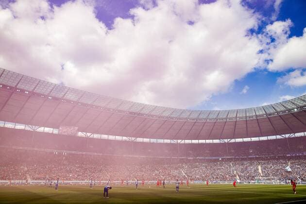 Berlin, 23. April 2016 - Fußball, 1. Bundesliga 2015 16, Hertha BSC - FC Bayern München: Übersicht des Berliner Olympiastadion, Heimspielstätte von Hertha BSC 
