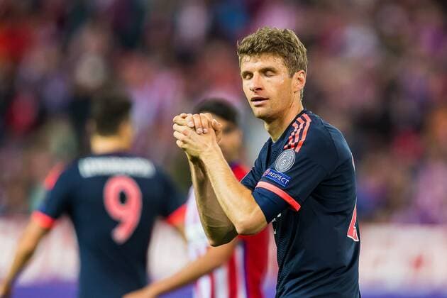 Bilder des Tages - SPORT Mittwoch 27.04.2016, Champions League - Halbfinale, Hinspiel in Madrid, Saison 2015 2016, Atletico Madrid - FC Bayern Muenchen, 1:0, enttaeuscht, enttaeuschung, Thomas Mueller (FC Bayern 25) DeFodi507
