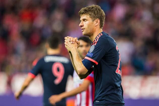 Mittwoch 27.04.2016, Champions League - Halbfinale, Hinspiel in Madrid, Saison 2015 2016, Atletico Madrid - FC Bayern Muenchen, 1:0, enttaeuscht, enttaeuschung, Thomas Mueller (FC Bayern 25) DeFodi507