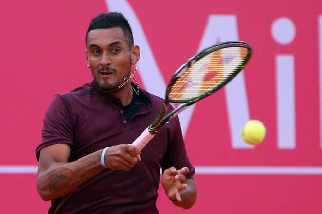 April 27, 2016 - Estoril, Portugal - Australian Nick Kyrgios returns a ball to Spanish Inigo Cervantes during the Millennium Estoril Open ATP Tennis Herren 250 tennis tournament at the Clube de Tenis do Estoril in Portugal on April 27, 2016. (Photo: Millennium Estoril Open ATP 250 tennis tournament - Inigo Cervantes (ESP) vs Nick Kyrgios (AUS)  - ZUMAn230