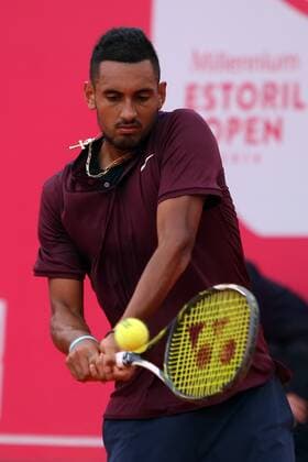 April 27, 2016 - Estoril, Portugal - Australian Nick Kyrgios returns a ball to Spanish Inigo Cervantes during the Millennium Estoril Open ATP Tennis Herren 250 tennis tournament at the Clube de Tenis do Estoril in Portugal on April 27, 2016. (Photo: Millennium Estoril Open ATP 250 tennis tournament - Inigo Cervantes (ESP) vs Nick Kyrgios (AUS)  - ZUMAn230