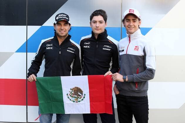 Formel 1, GP von Russland Russian Grand Prix, Sochi 28 April - 1 May 2016 28.04.2016 - (L-R) Sergio Perez (MEX) Sahara Force India F1 VJM09, Alfonso Celis Jr (MEX) Test Driver, Sahara Force India F1 VJM09 and Esteban Gutierrez (MEX) Haas F1 Team VF-16 