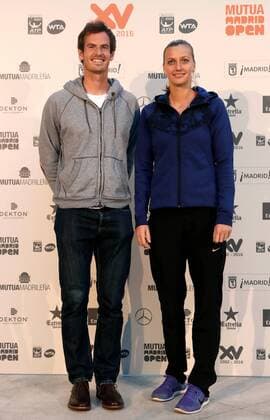 Tennis players Andy Murray (L) and Petra Kvitova pose during the presentation of the XV Mutua Madrid Open at the Thyssen-Bornemisza Museum in Madrid, Spain, 28 April 2016. The competition will be held from Sunday at Caja Magica arena in the Spanish capital. PRESENTATION OF THE XV MUTUA MADRID OPEN !ACHTUNG: NUR REDAKTIONELLE NUTZUNG!  MAD004 20160428-635974756719165439