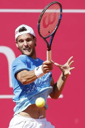 Portugal : Nicolas Almagro won at Estoril Open tournament Joao Sousa of Portugal in action against Nicolas Almagro of Spain during his second round match for the Estoril Open tennis tournament. Nicolas Almagro won with the score of 6-1,6-2.  FilipexAmorim