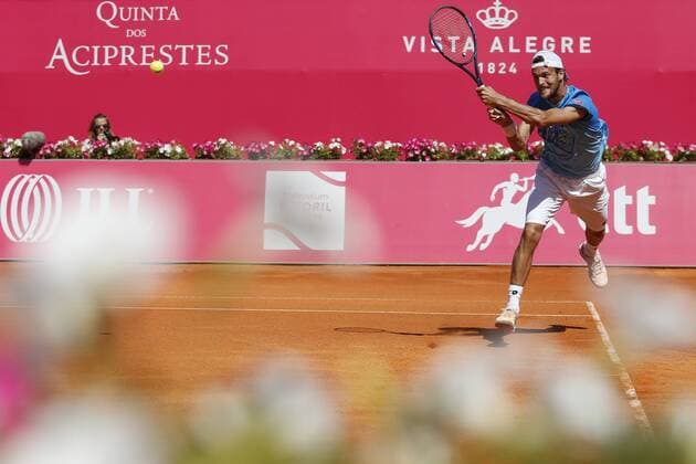 Portugal : Nicolas Almagro won at Estoril Open tournament Joao Sousa of Portugal in action against Nicolas Almagro of Spain during his second round match for the Estoril Open tennis tournament. Nicolas Almagro won with the score of 6-1,6-2.  FilipexAmorim