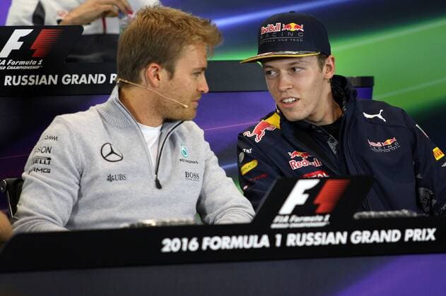 Russian Grand Prix, Sochi 28.04.2016 - press conference PK Pressekonferenz Nico Rosberg (GER) Mercedes AMG F1 W07 Hybrid and Daniil Kvyat (RUS) Red Bull Racing RB12 