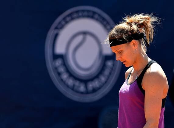 Czech tennis player Lucie Safarova in action during the tennis match Prague Open in Prague, Czech Republic, April 29, 2016. (CTKxPhoto KaterinaxSulova) CTKPhotoP201604290538401  suk12