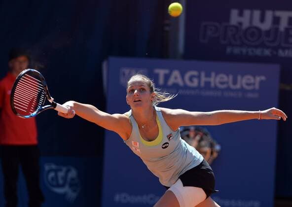 Czech tennis player Karolina Pliskova in action during the tennis match Prague Open in Prague, Czech Republic, April 29, 2016. (CTKxPhoto KaterinaxSulova) CTKPhotoP201604290542401  suk16