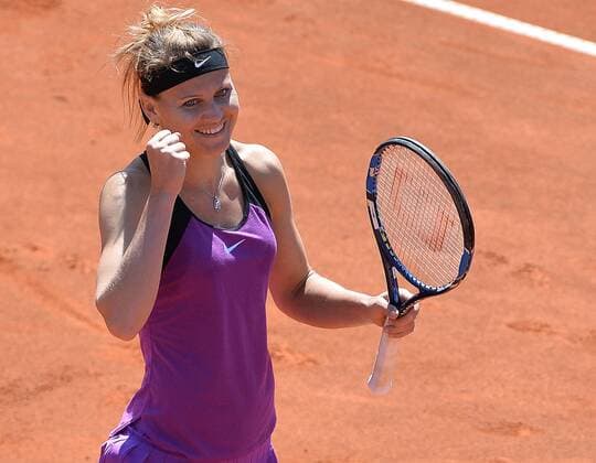 Czech tennis player Lucie Safarova (pictured) celebrates after defeating Karolina Pliskova in their match of the Prague Open, Czech Republic, April 29, 2016. (CTKxPhoto KaterinaxSulova) CTKPhotoP201604290576101  suk19