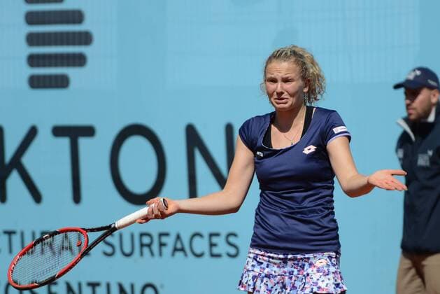 April 30, 2016 - Madrid, Spain - KATERINA SINIAKOVA reacts during her match vs. B. Mattek-Sands at the Mutua Madrid Open. Tennis 2016 - Mutua Madrid Open - Day 1 - ZUMAl132