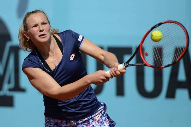 April 30, 2016 - Madrid, Spain - KATERINA SINIAKOVA in action during her match vs. B. Mattek-Sands at the Mutua Madrid Open. Tennis 2016 - Mutua Madrid Open - Day 1 - ZUMAl132