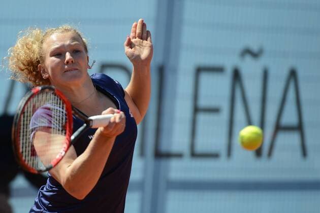 April 30, 2016 - Madrid, Spain - KATERINA SINIAKOVA in action during her match vs. B. Mattek-Sands at the Mutua Madrid Open. Tennis 2016 - Mutua Madrid Open - Day 1 - ZUMAl132