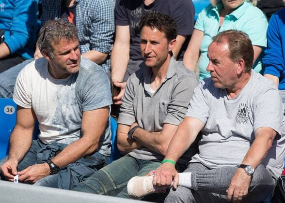 R-L. Dominic Thiem Trainer Guenter Bresnik,Vater Wolfgang und Werner Latzelsberger.Team Thiem, Tennis - BMW Open2016 - ATP Tennis Herren - MTTC Iphitos - Munich - - Germany - 30 April 2016.