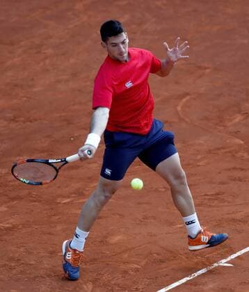 Spanish tennis player Roberto Ortega-Olmedo returns the ball to compatriot Marcel Granollers during the first round match of the Mutua Madrid Open played at the Caja Magica court in Madrid, Spain, 30 April 2016. The Mutua Madrid Open runs from 29 April to 08 May 2016. Marcel Granollers vs Roberto Ortega-Olmedo !ACHTUNG: NUR REDAKTIONELLE NUTZUNG!  20160430-635976447487620164