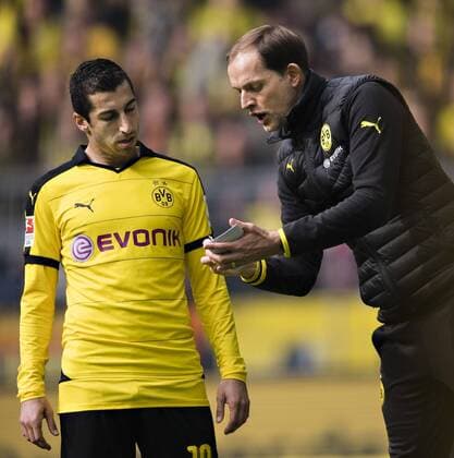 Dortmund, 30.04.2016, BayArena Henrikh Mkhitaryan (BvB), Trainer Thomas Tuchel (BvB) Borussia Dortmund - VfL Wolfsburg mm