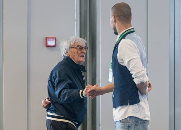 SOCHI, RUSSIA. MAY 1, 2016. Bernard Charles Bernie Ecclestone (L), president of the Formula One Management and Formula 1 Administration (FOA), at a press center. Sergei Bobylev TASS  TS0216C6