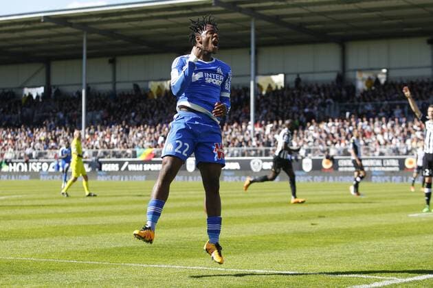 joie Michy Batshuayi (Marseille ) FOOTBALL : SCO Angers vs Olympique Marseille - Ligue 1 - 01 05 2016 GwendolineLeGoffx 