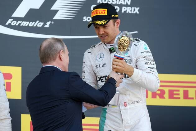 Motorsports: FIA Formula One World Championship WM Weltmeisterschaft 2016, Grand Prix of Russia, 6 Nico Rosberg (GER, Mercedes AMG Petronas Formula One Team), Vladimir Putin xHOCHxZWEIx