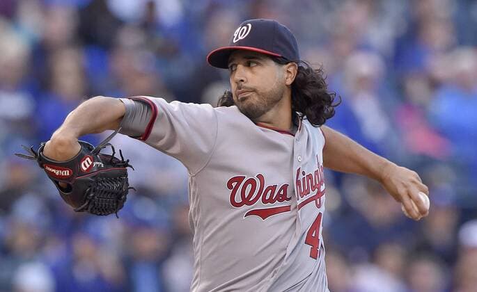 May 2, 2016 - Kansas City, MO, USA - Washington Nationals starting pitcher Gio Gonzalez throws during the first inning on Monday, May 2, 2016, at Kauffman Stadium in Kansas City, Mo. Washington Nationals at Kansas City Royals - ZUMAm67_