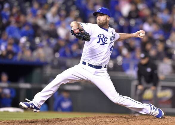 May 2, 2016 - Kansas City, MO, USA - Kansas City Royals relief pitcher Danny Duffy throws during the eighth inning on Monday, May 2, 2016, at Kauffman Stadium in Kansas City, Mo. Washington Nationals at Kansas City Royals - ZUMAm67_