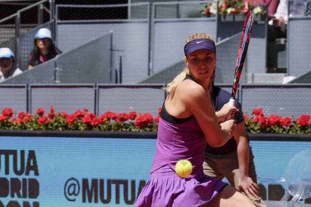 May 3, 2016 - Madrid, Madrid, Spain - Sabine Lisicki of Germany in action Carla Suarez of Spain their match during day fourth of the Mutua Madrid Open tennis tournament at the Caja Magica on May 03 2016 in Madrid,Spain. Sabine Lisicki - Mutua Madrid Open 2016  - ZUMAn230