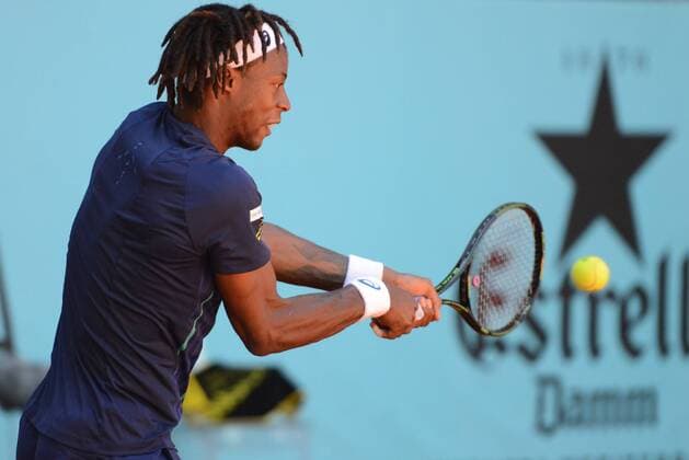May 3, 2016 - Madrid, Spain - GAEL MONFILS of France in action during his match vs. K. Anderson at the Mutua Madrid Open. Tennis 2016 - Mutua Madrid Open - Day 4 - ZUMAl132