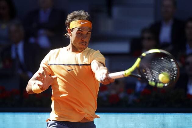Rafael Nadal, Spain, during Madrid Open Tennis 2016 match.May, 3, 2016.  (20160503247)