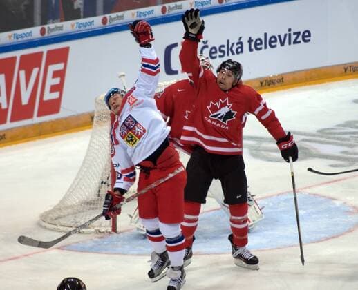 Hockey players in action during the friendly match Czech Republic vs Canada in Prague, Czech Republic, on Tuesday, May 3, 2016. (CTKxPhoto HonzaxJan) CTKPhotoF201605040278401 