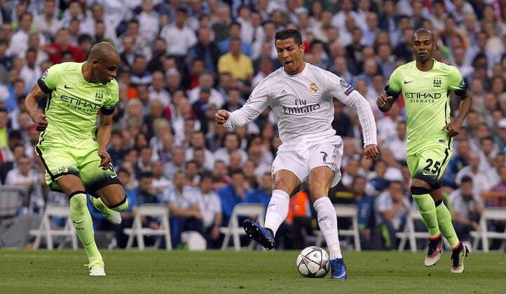 Partido de vuelta de semifinales de la Champions League 2015 2016 entre el Real Madrid y Manchester City, celebrado en el estadio Santiago Bernabeu, en Madrid 4 05 2016. Soccer match between Real Madrid and Manchester City of second round of semi finals of the 2015 2016 Champions League, held at the Santiago Bernabeu stadium, in Madrid, May 4, 2016. Photo by J. Luis Cuesta 261 Cordon Press. Cristiano Ronaldo  xJosexLuisxCuestax xx
