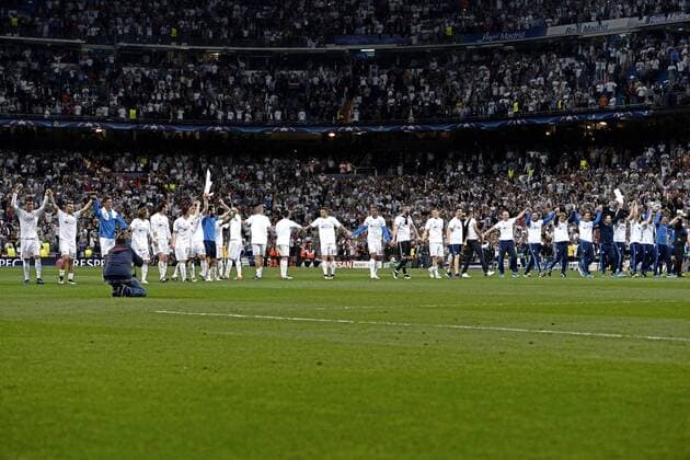 Second leg of the Champions League semifinals played between Real Madrid vs Manchester City. In this picture, Real Madrid players celebrate the qualification. xJUANxAGUADOx 