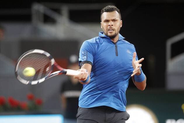 Jo-Wilfried Tsonga, France, during Madrid Open Tennis 2016 match.May, 4, 2016.  (20160504369)