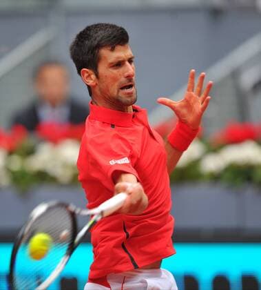 Novak Djokovic in action in his match against Roberto Bautista during day six of the Mutua Madrid Open tennis tournament at the Caja Magica, Madrid, Spain.  xJ.M.Colomox xx