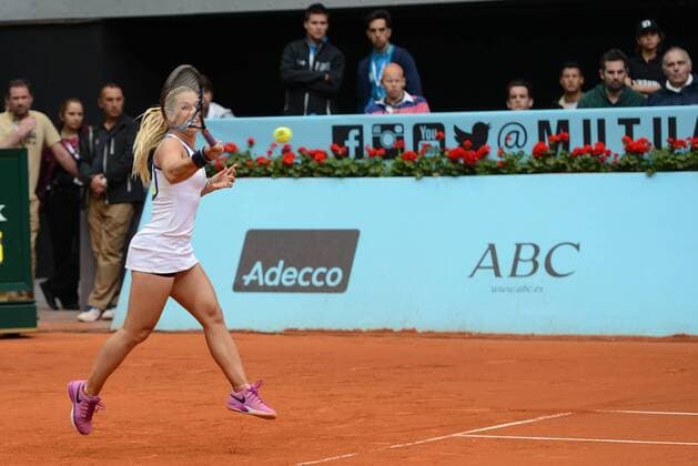 May 5, 2016 - Madrid, Spain - DOMINIKA CIBULKOVA in action during her match vs. S. Cirstea at the Mutua Madrid Open. Tennis 2016 - Mutua Madrid Open - Day 6 - ZUMAl132