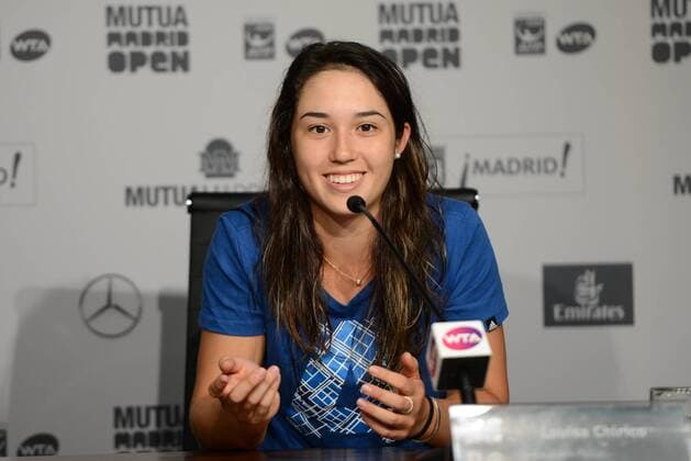 May 5, 2016 - Madrid, Spain - LOUISA CHIRICO of the United States speaks to the media following her win over D. Gavrilova at the Mutua Madrid Open. Tennis 2016 - Mutua Madrid Open - Day 6 - ZUMAl132