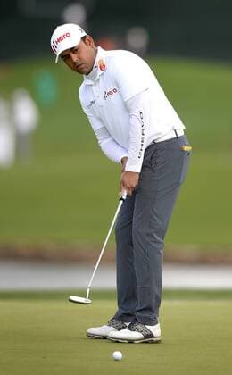 May 5, 2016 - Charlotte, NC, USA - Anirban Lahiri watches his putt on the 17th green during first round action of the Wells Fargo Championship at Quail Hollow Club on Thursday, May 5, 2016 in Charlotte, N.C. Lahiri finished the round at -6. Wells Fargo Championship - ZUMAm67_