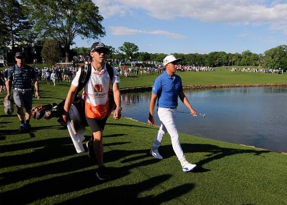 May 5, 2016 - Charlotte, NC, USA - Rickie Fowler, right, walks to the 17th green during the second round of the Wells Fargo Championship at Quail Hollow Club on Friday, May 6, 2016, in Charlotte, N.C. Wells Fargo Championship - ZUMAm67_