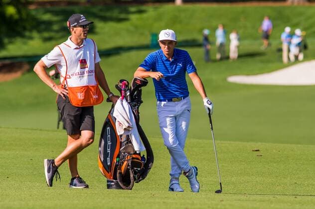 Golfer Rickie Fowler waits for his turn to play ihis shot from the fairway on the 16th hole during the Wells Fargo Championship on Friday, May 6, 2016 at Quail Hallow Country Club in Charlotte, NC. David Grooms CSM PGA Golf Herren 2016: Wells Fargo Championship MAR 6 - ZUMAc04_