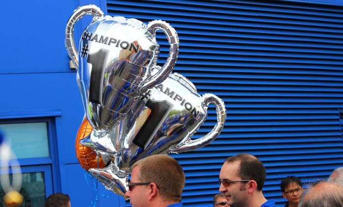 SOCCER - PL, Leicester vs Everton LEICESTER,ENGLAND,07.MAY.16 - SOCCER - Premier League, Leicester City FC vs Everton FC. Image shows trophy ballons. GEPAxpictures xCh.xKelemen