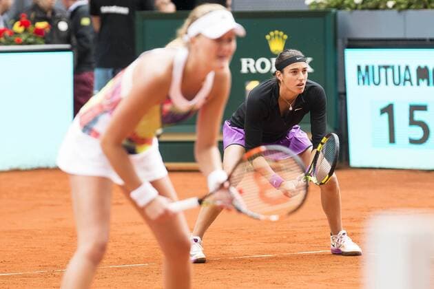 French Caroline Garcia and French Kristina Mladenovic during Doubles Woman Final Mutua Madrid Open Tennis 2016 in Madrid, May 07, 2016.  (20160507009)
