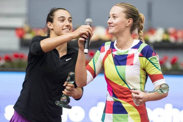 French Caroline Garcia and French Kristina Mladenovic during Doubles Woman Final Mutua Madrid Open Tennis 2016 in Madrid, May 07, 2016.  (20160507067)