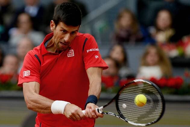 Serbian tennis player Novak Djokovic in action against Scottish Andy Murray during their Mutua Madrid Open male final match played at the Caja Magica tennis complex in Madrid, Spain, on 08 May 2016. Novak Djokovic vs Andy Murray !ACHTUNG: NUR REDAKTIONELLE NUTZUNG!  20160508-635983315438451894