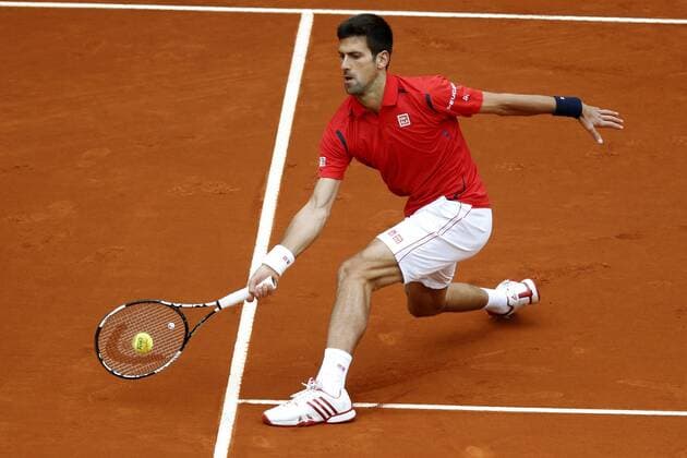 Serbian tennis player Novak Djokovic in action against Scottish Andy Murray during their Mutua Madrid Open male final match played at the Caja Magica tennis complex in Madrid, Spain, on 08 May 2016. Novak Djokovic vs Andy Murray !ACHTUNG: NUR REDAKTIONELLE NUTZUNG!  20160508-635983319446091894