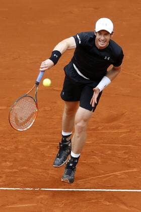 Scottish tennis player Andy Murray in action against Serbian Novak Djokovic during their Mutua Madrid Open male final match played at the Caja Magica tennis complex in Madrid, Spain, on 08 May 2016. Novak Djokovic vs Andy Murray !ACHTUNG: NUR REDAKTIONELLE NUTZUNG!  20160508-635983320171335894