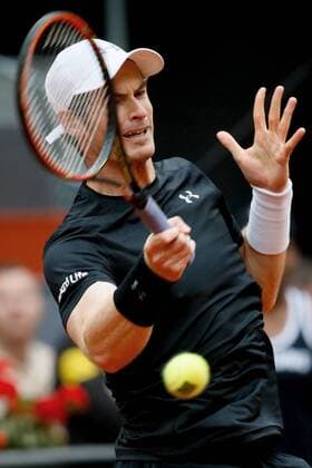 Scottish tennis player Andy Murray in action against Serbian Novak Djokovic during their Mutua Madrid Open male final match played at the Caja Magica tennis complex in Madrid, Spain, on 08 May 2016. Novak Djokovic vs Andy Murray !ACHTUNG: NUR REDAKTIONELLE NUTZUNG!  20160508-635983364068996573