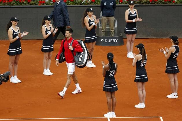 Serbian tennis player Novak Djokovic after defeat 6-2, 3-6 and 6-3 against Scottish Andy Murray during their Mutua Madrid Open male final match played at the Caja Magica tennis complex in Madrid, Spain, on 08 May 2016. Novak Djokovic vs Andy Murray !ACHTUNG: NUR REDAKTIONELLE NUTZUNG!  20160508-635983396211032025