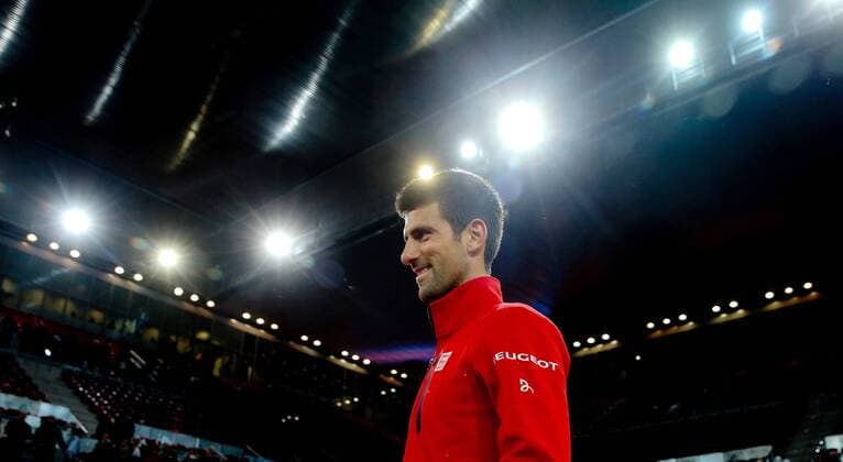 Serbian tennis player Novak Djokovic reacts after his victory 6-2, 3-6 and 6-3 against Scottish Andy Murray during their Mutua Madrid Open male final match played at the Caja Magica tennis complex in Madrid, Spain, on 08 May 2016. Novak Djokovic vs Andy Murray !ACHTUNG: NUR REDAKTIONELLE NUTZUNG!  20160508-635983407286720025