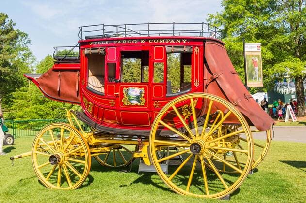 Golf, Wells Fargo Pro-Am Wells Fargo stagecoach near the 9th green during the Wells Fargo Championship on Sunday, May 8, 2016 at Quail Hallow Country Club in Charlotte, NC. David Grooms CSM PGA Golf Herren 2016: Wells Fargo Championship MAR 8 - ZUMAc04_