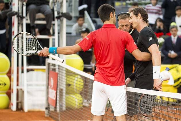 Serbian Novak Djokovic and Scotch Andy Murray during TPA Finals Mutua Madrid Open Tennis 2016 in Madrid, May 08, 2016.  (20160508130)