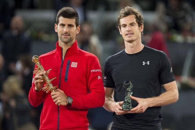 Scotch Andy Murray and Serbian Novak Djokovic during TPA Finals Mutua Madrid Open Tennis 2016 in Madrid, May 08, 2016.  (20160508163)